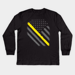 Thin Gold Line American Flag Kids Long Sleeve T-Shirt